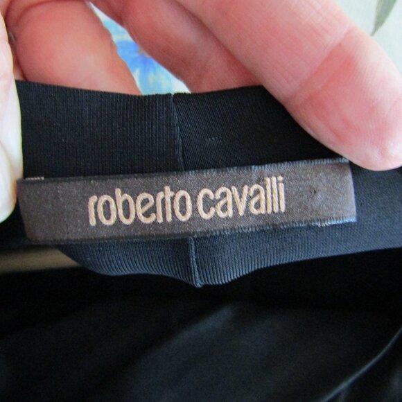 ROBERTO CAVALLI Asymmetrical Black Stretchy Dress--Size 46/10 - Picture 4 of 8
